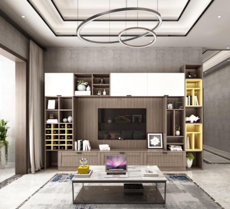 全鋁電視柜-01（風格：現代；顏色：胡桃木暖白）